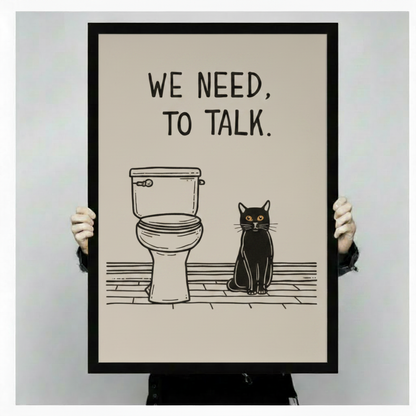 Funny Cat Bathroom Humor Canvas Wall Art