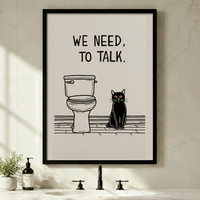 Funny Cat Bathroom Humor Canvas Wall Art