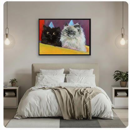 Party Cats Canvas Art | Funny Cat Wall Decor Wall Art