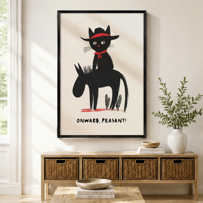 Onward Peasant Funny Cat Canvas Wall Art