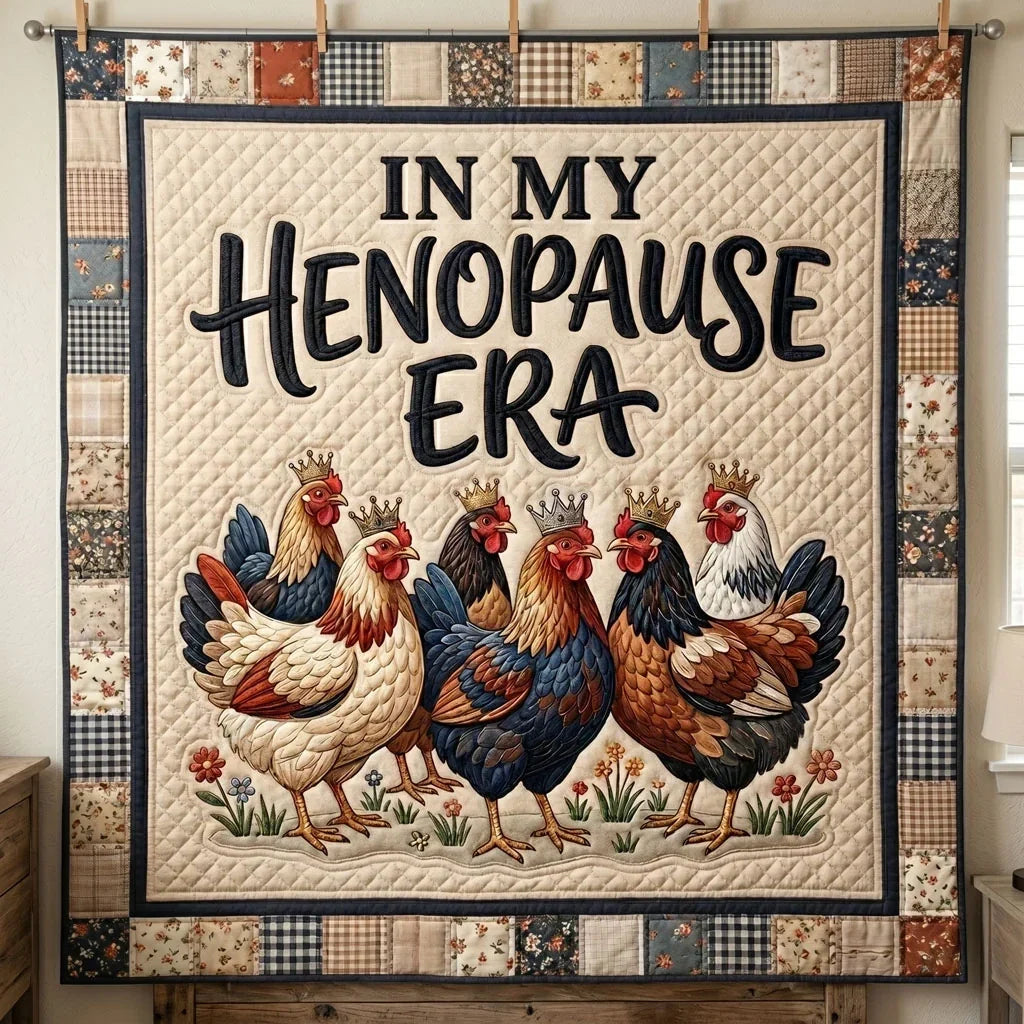 Funny Chicken Queen Quilt Blanket