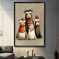 Funny Quirky Chickens Canvas Wall Art