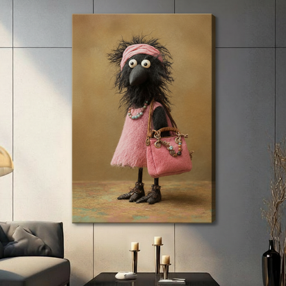 Whimsical Fashion Boho Bird Canvas Wall Art