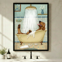 Dachshund Bath Time Funny Dog Canvas Wall Art