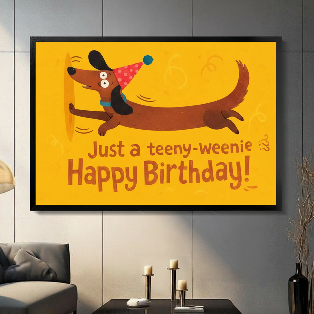 Birthday Dachshund Funny Canvas Wall Art