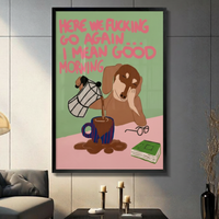 Good Morning Funny Dog Coffee Canvas Wall Art