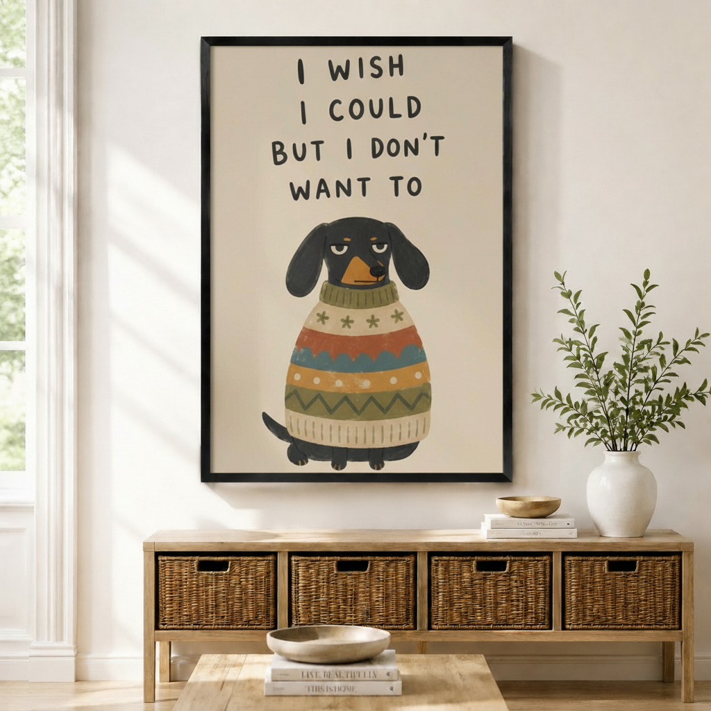 Funny Dachshund Quote Sweater Canvas Wall Art