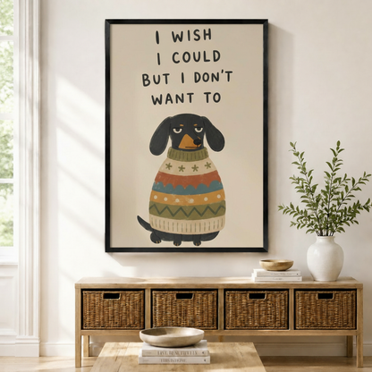 Funny Dachshund Quote Sweater Canvas Wall Art