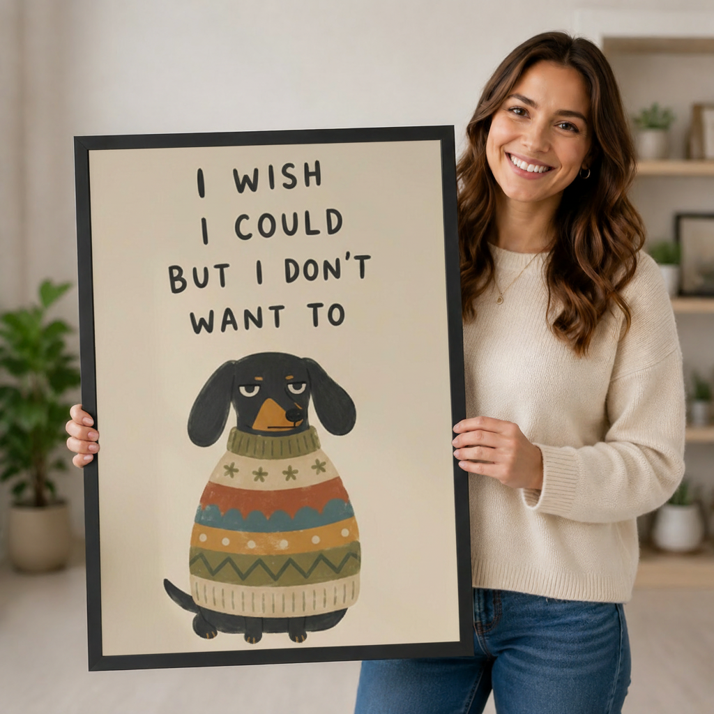 Funny Dachshund Quote Sweater Canvas Wall Art