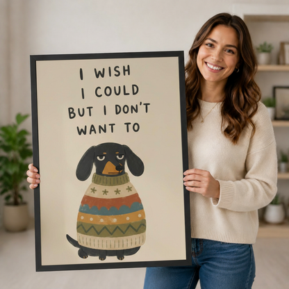 Funny Dachshund Quote Sweater Canvas Wall Art