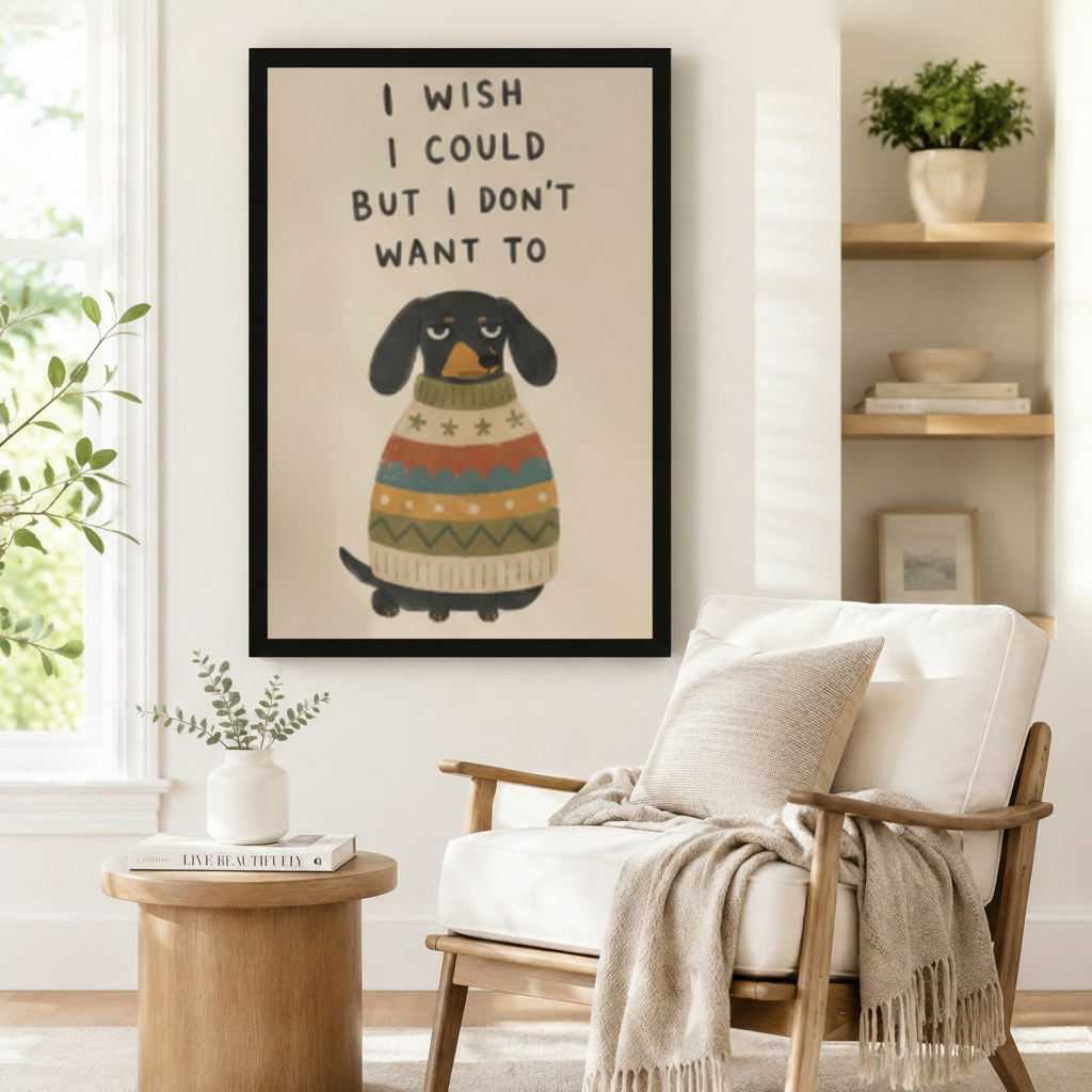 Funny Dachshund Quote Sweater Canvas Wall Art