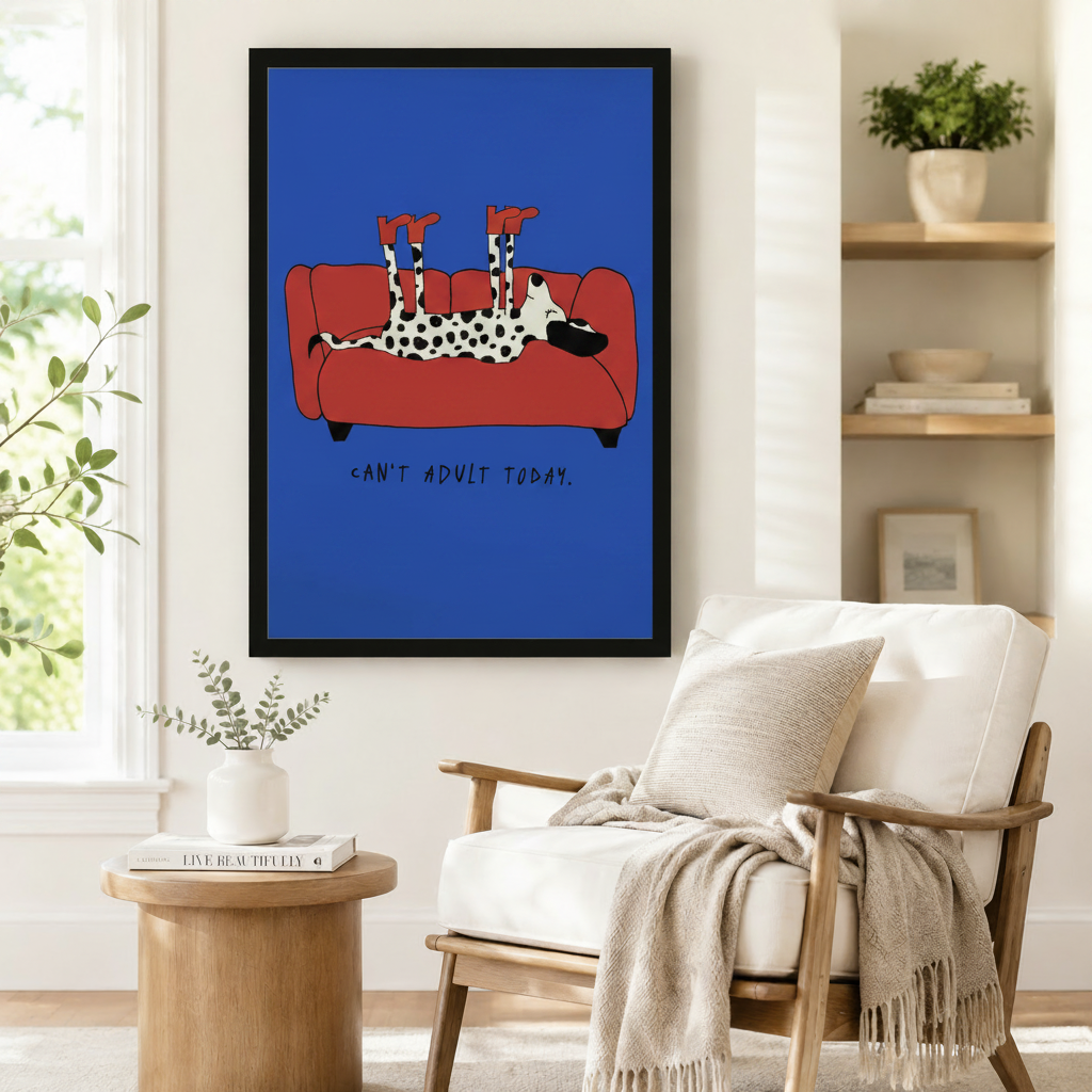 Can't Adult Today Dalmatian Funny Canvas Art Wall Art