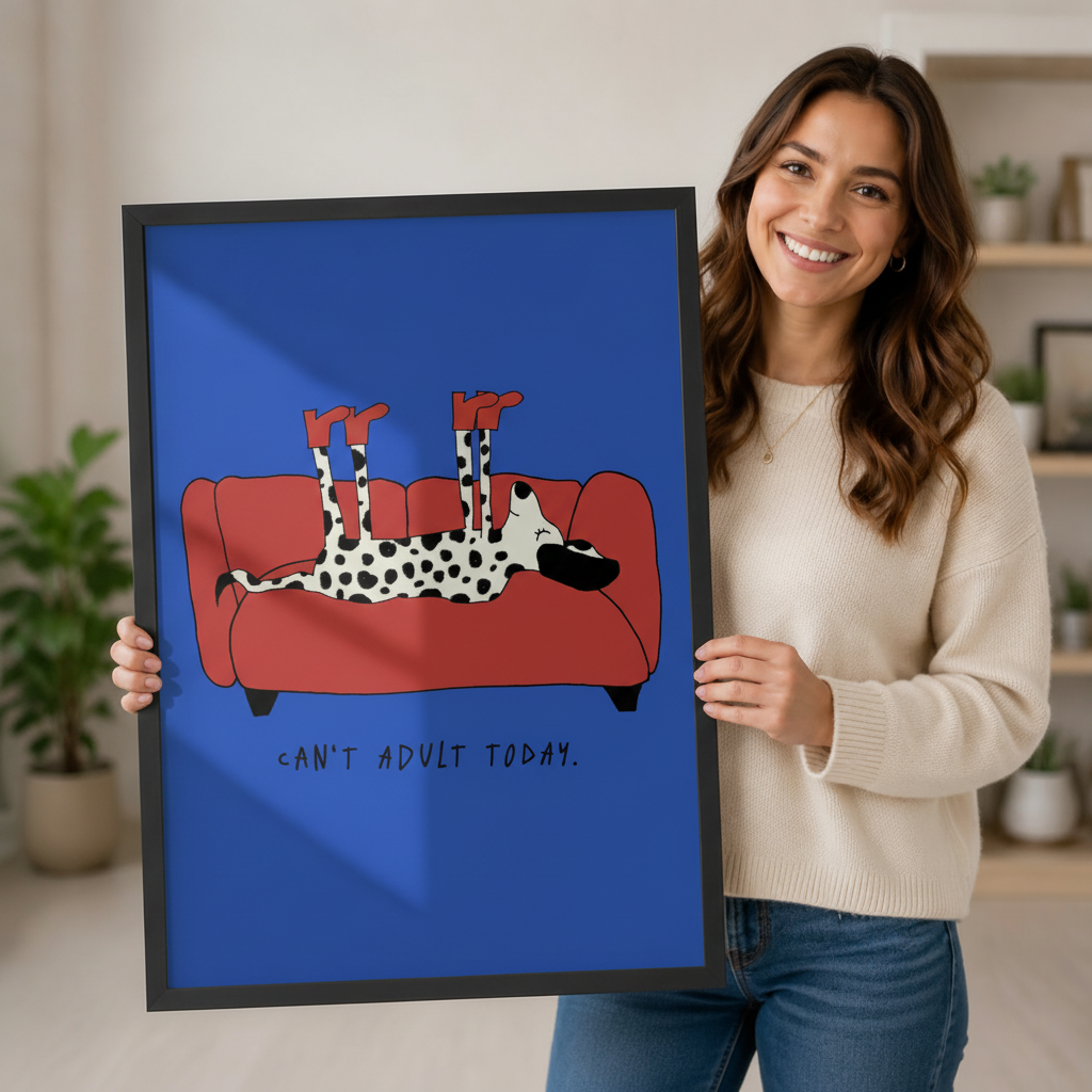 Can't Adult Today Dalmatian Funny Canvas Art Wall Art