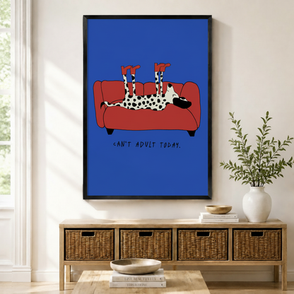 Can't Adult Today Dalmatian Funny Canvas Art Wall Art