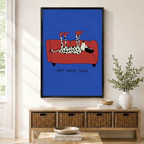 Can't Adult Today Dalmatian Funny Canvas Art Wall Art