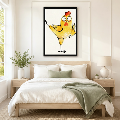 Funny Chicken Watercolor Farmhouse Canvas Wall Art