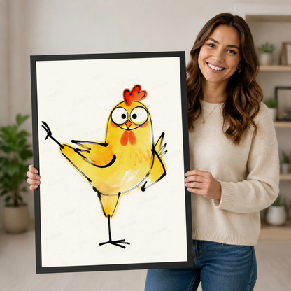 Funny Chicken Watercolor Farmhouse Canvas Wall Art