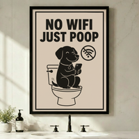 No Wifi Just Poop Funny Dog Bathroom Canvas Wall Art