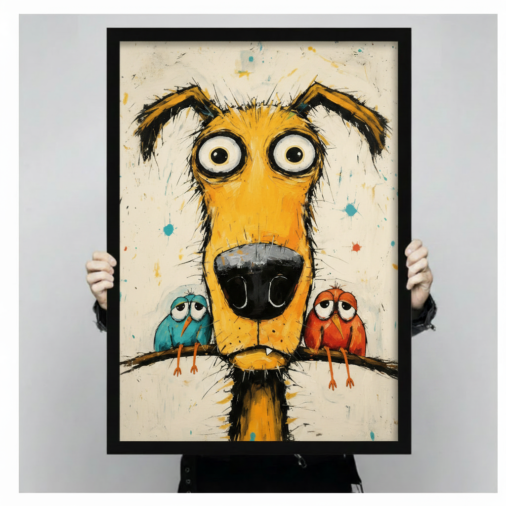Crazy Dog Graffiti Funny Canvas Wall Art