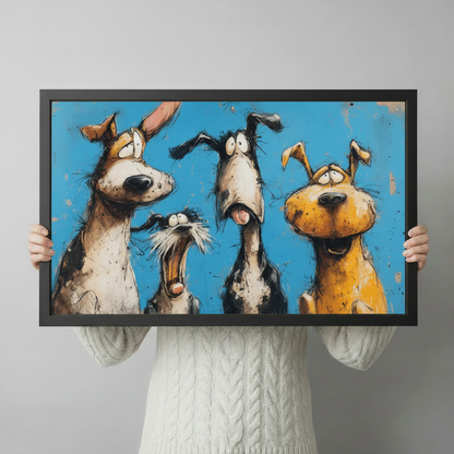 Funny Dogs Cartoon Canvas Wall Art