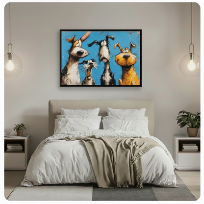 Funny Dogs Cartoon Canvas Wall Art