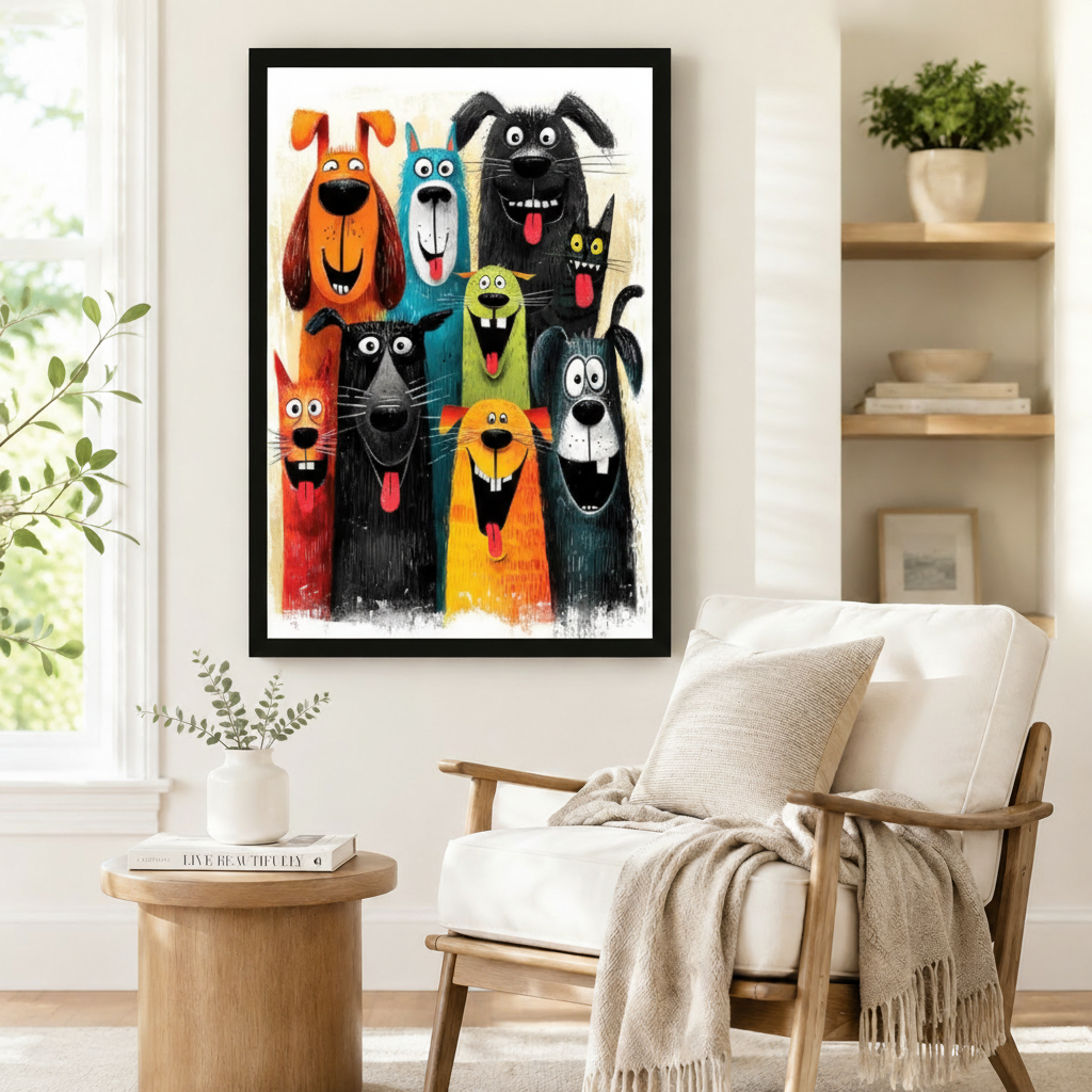 Funny Dogs Gang Colorful Canvas Art Wall Art