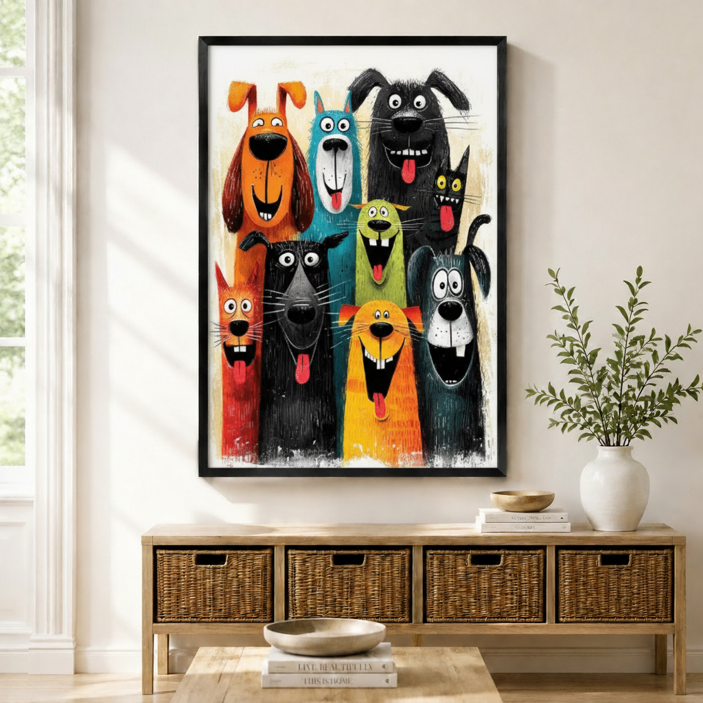 Funny Dogs Gang Colorful Canvas Art Wall Art