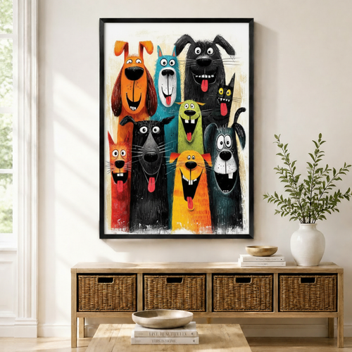 Funny Dogs Gang Colorful Canvas Art Wall Art