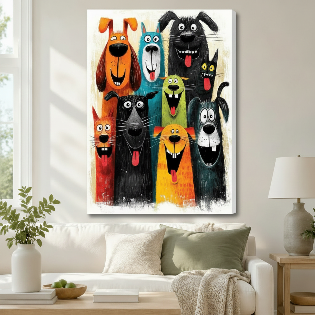 Funny Dogs Gang Colorful Canvas Art Wall Art