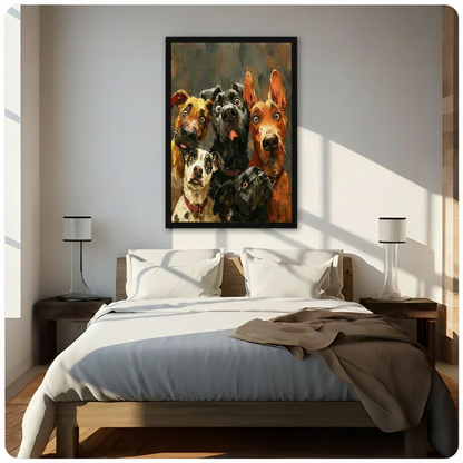 Funny Dogs Gang Canvas Wall Art