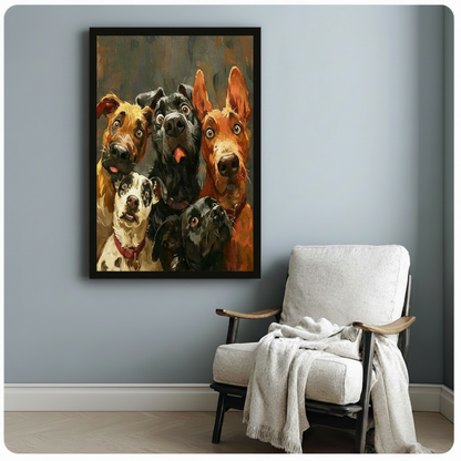 Funny Dogs Gang Canvas Wall Art