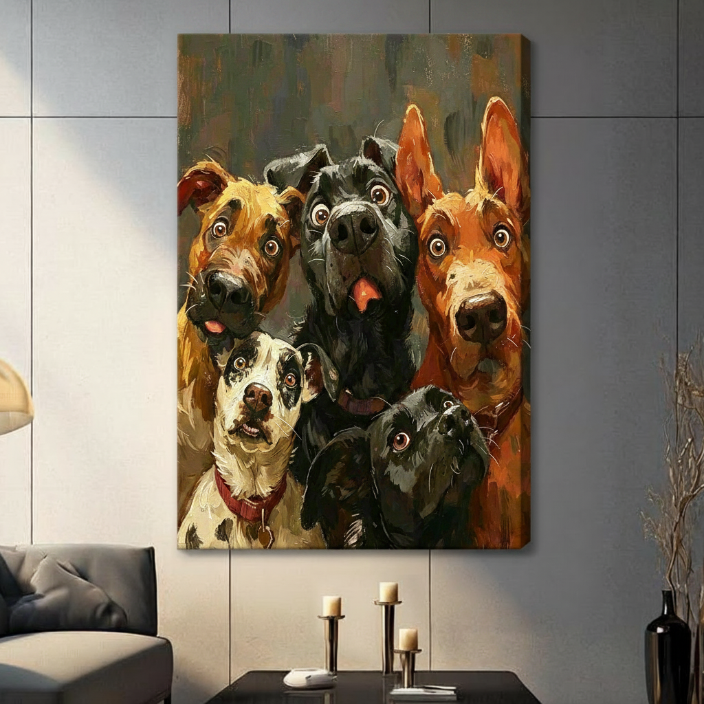 Funny Dogs Gang Canvas Wall Art