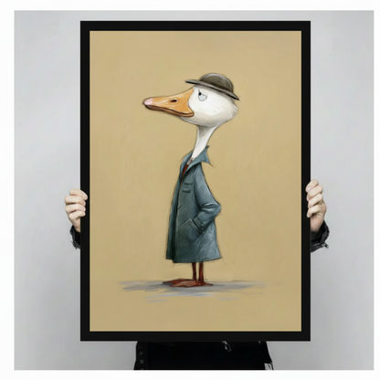 Dapper Duck Detective Funny Canvas Wall Art