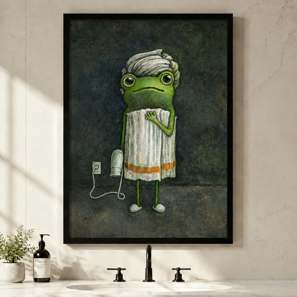 Spa Frog Whimsical Canvas Wall Art