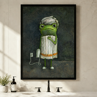 Spa Frog Whimsical Canvas Wall Art