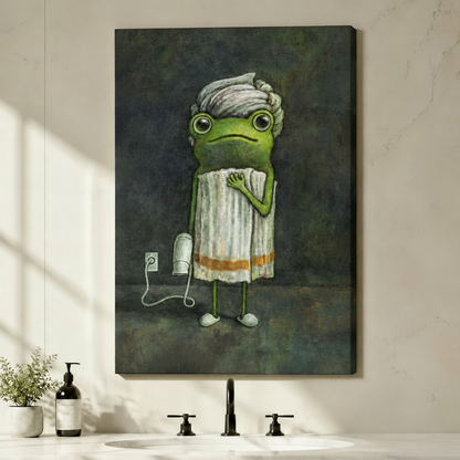 Spa Frog Whimsical Canvas Wall Art