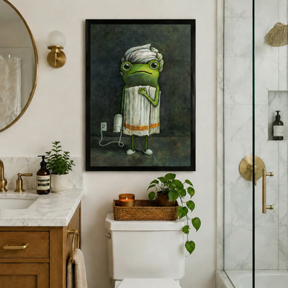 Spa Frog Whimsical Canvas Wall Art