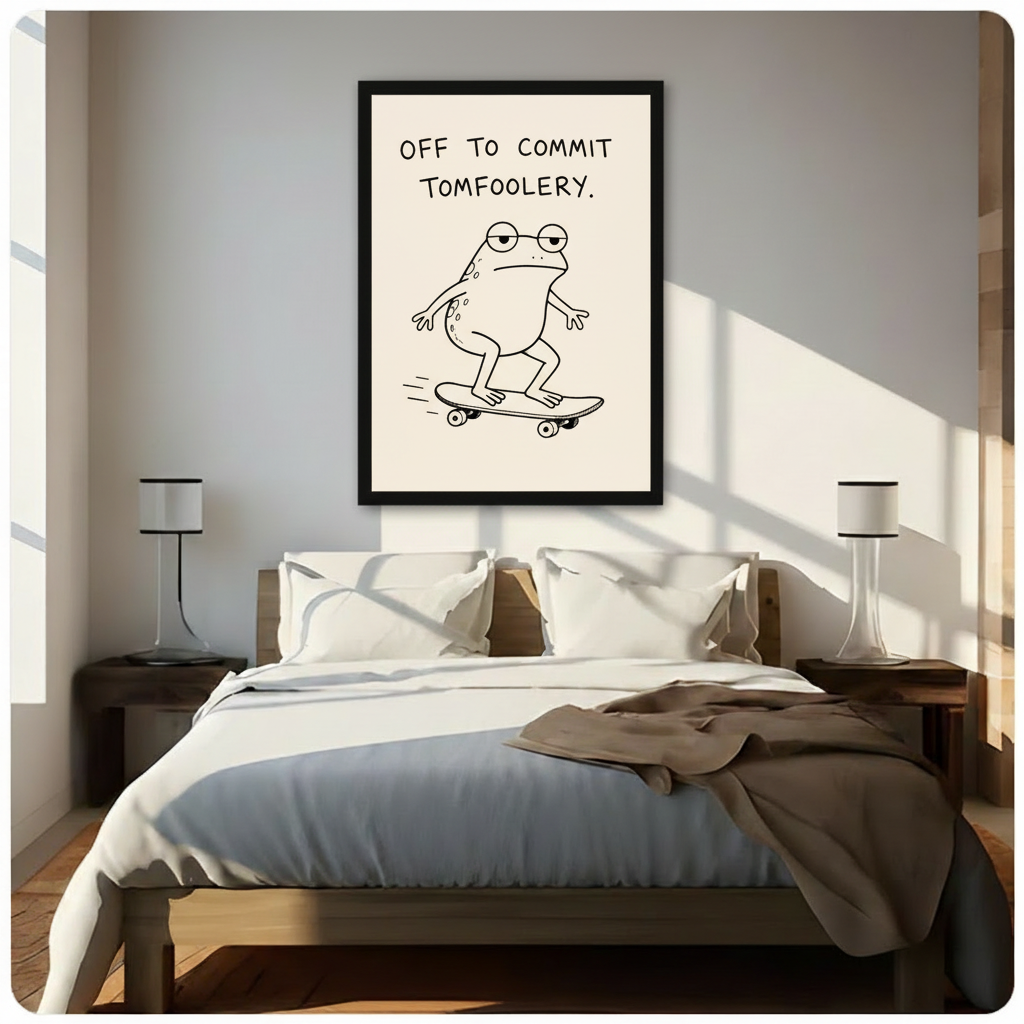 Off To Commit Tomfoolery Frog Skateboard Canvas Art