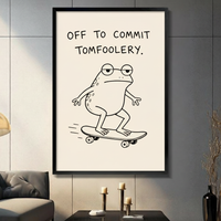 Off To Commit Tomfoolery Frog Skateboard Canvas Art