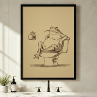 Funny Frog Bathroom Canvas Art Wall Art