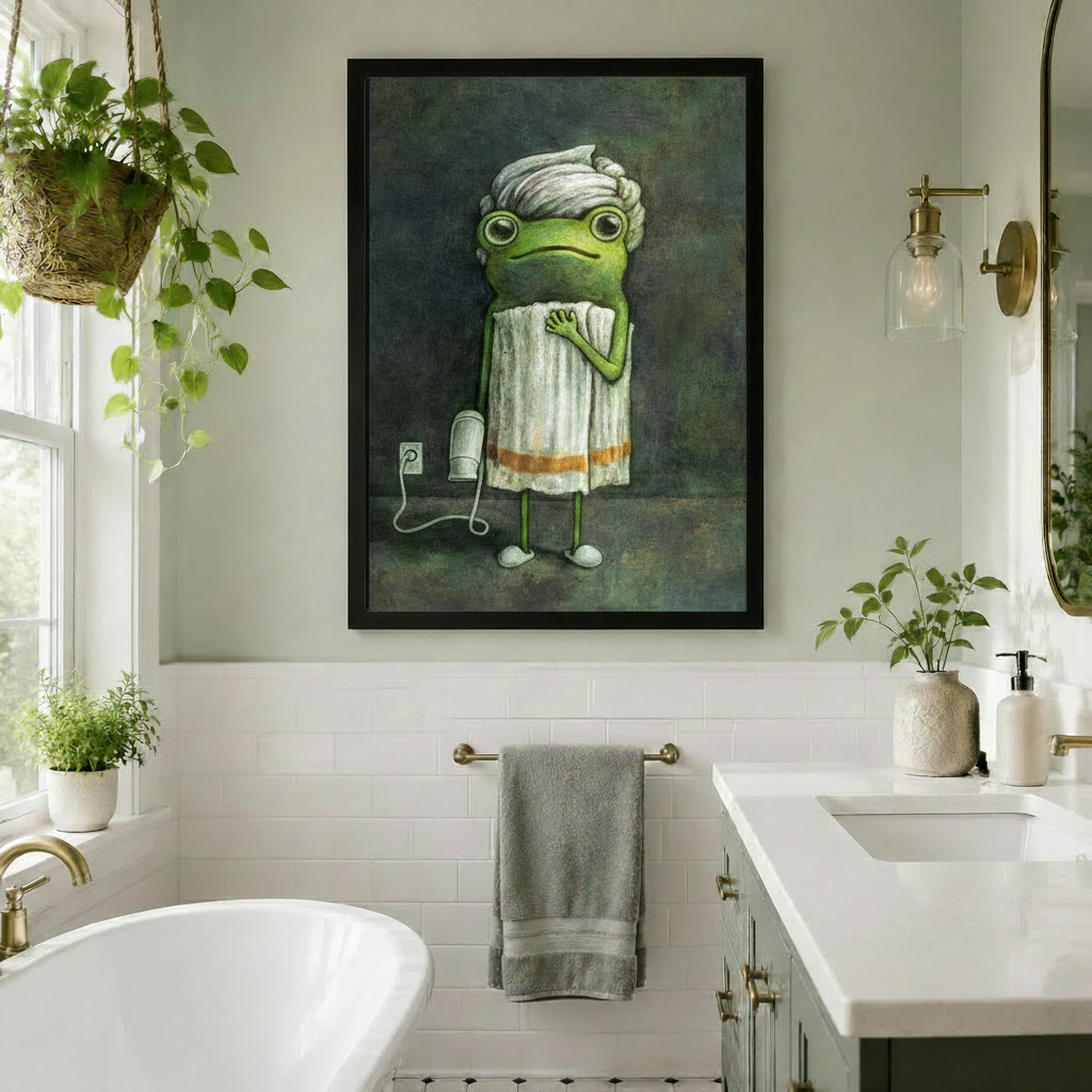 Spa Frog Whimsical Canvas Wall Art