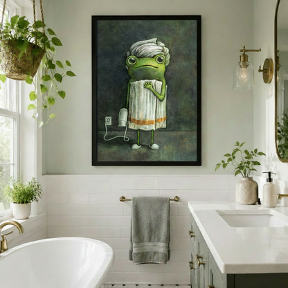 Spa Frog Whimsical Canvas Wall Art