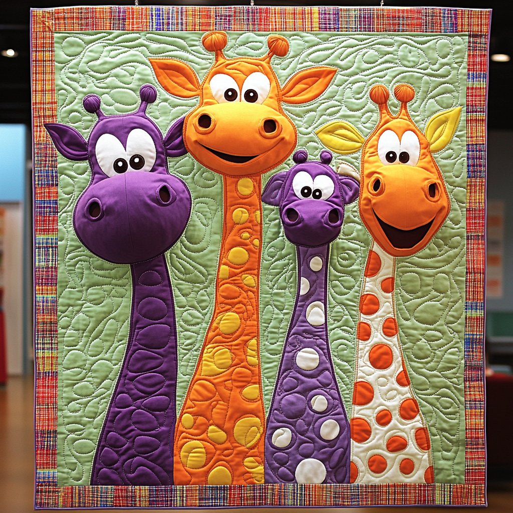 Funny Giraffe Quilt Blanket - Quilted Blanket by Wild and Way