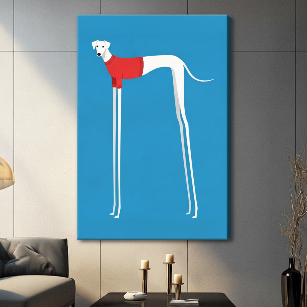 Greyhound Red Sweater Minimalist Canvas Art Wall Art