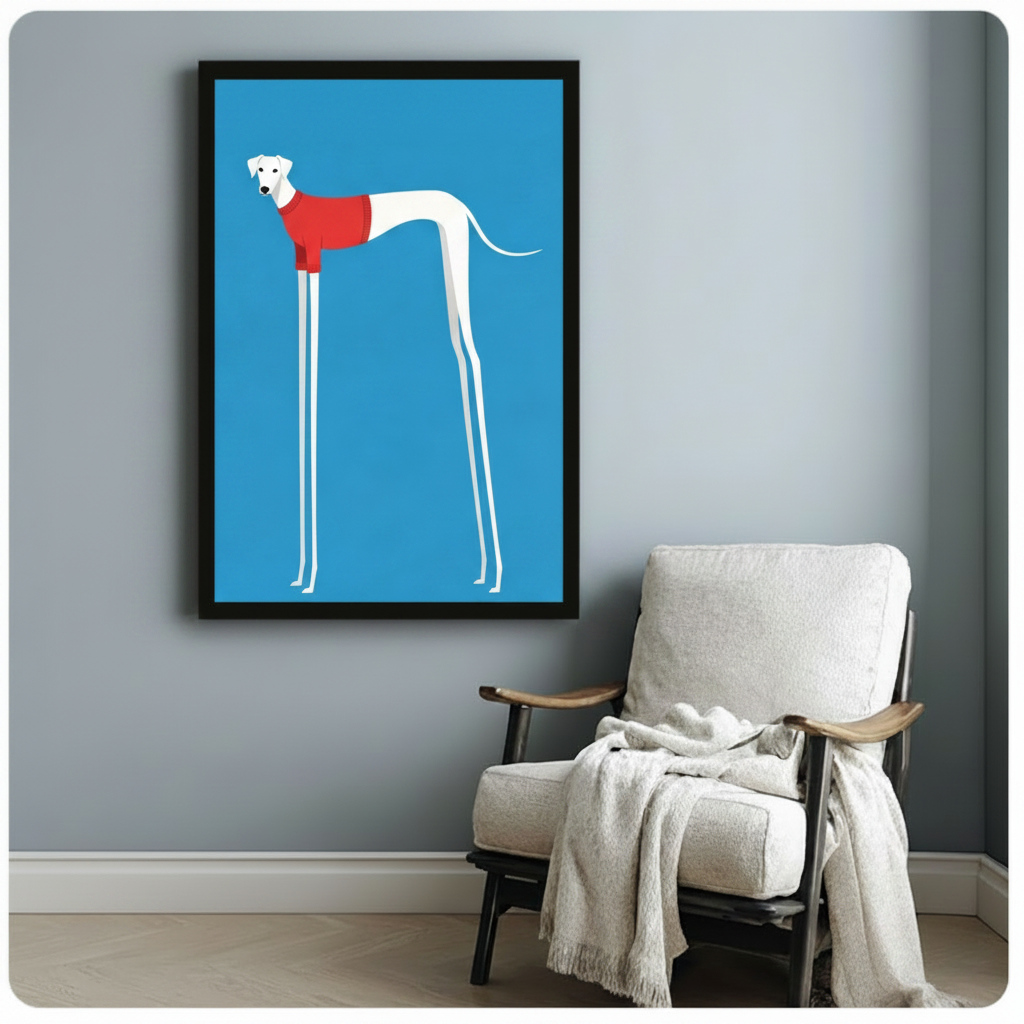Greyhound Red Sweater Minimalist Canvas Art Wall Art