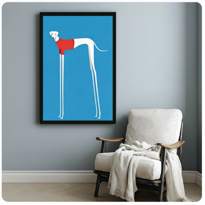 Greyhound Red Sweater Minimalist Canvas Art Wall Art