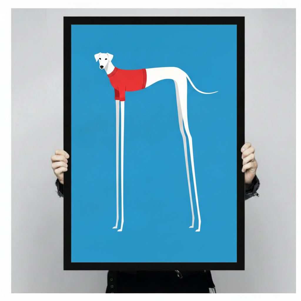 Greyhound Red Sweater Minimalist Canvas Art Wall Art