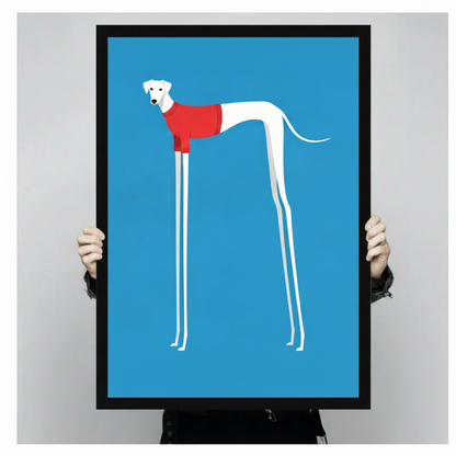 Greyhound Red Sweater Minimalist Canvas Art Wall Art