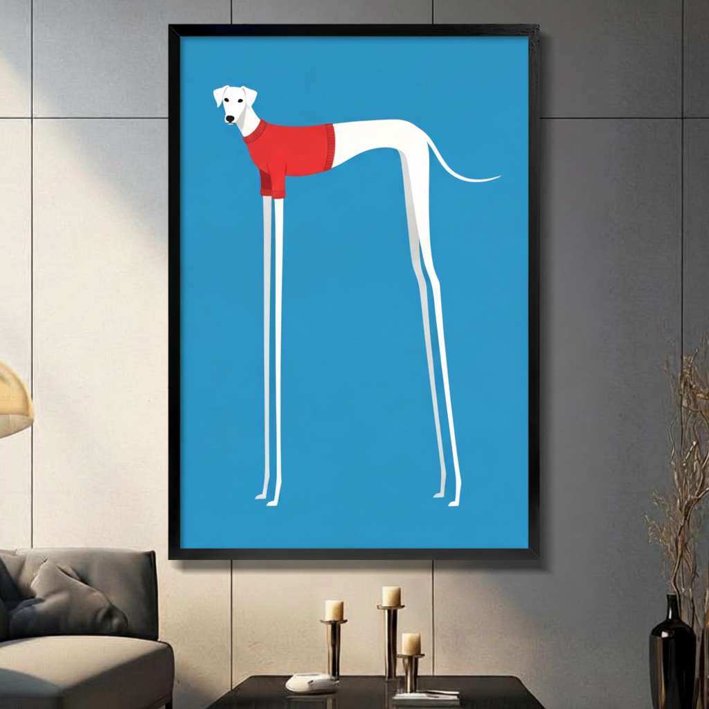 Greyhound Red Sweater Minimalist Canvas Art Wall Art