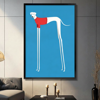 Greyhound Red Sweater Minimalist Canvas Art Wall Art